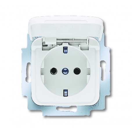Busch-Jäger SCHUKO® socket insert, with folding lid alpinwhite 2018-0-0778
