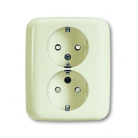 Busch-Jäger SCHUKO® double socket, with int. erh. touch protection white 2021-0-0335