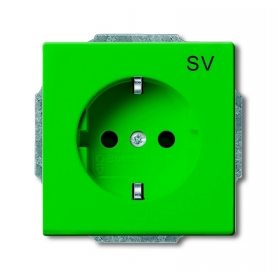 Busch-Jäger SCHUKO® socket insert, with imprint green (SW) RAL 6018 2011-0-3722
