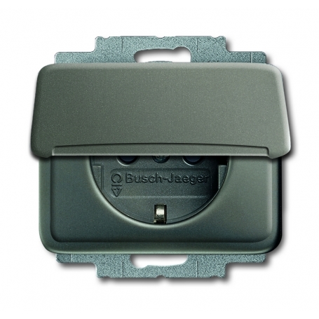Busch-Jäger SCHUKO® socket insert, with folding lid platin 2018-0-0695