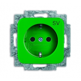 Busch-Jäger SCHUKO® socket insert, with imprint green (SW) RAL 6018 2011-0-2225