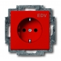 Busch-Jäger SCHUKO®-pistorasia, jossa on int. erh. touch protection punainen 2013-0-5325