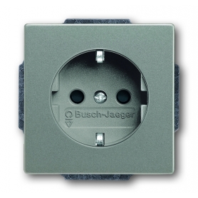Insert de douille Busch-Jäger SCHUKO®, avec protection interne accrue contre les contacts, gris métallique 2013-0-5297
