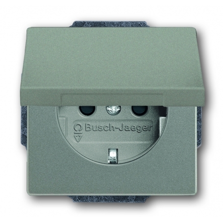 Busch-Jäger SCHUKO® socket insert, with hinged cover greymetallic 2018-0-1493