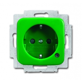 Inserción de toma de Busch-Jäger SCHUKO®, con control LED verde claro (SV) RAL 6018 2013-0-5282