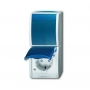 Busch-Jäger combination SCHUKO® socket, with wlip switch, with inherent contact protection grey/bluegreen 1684-0-0330