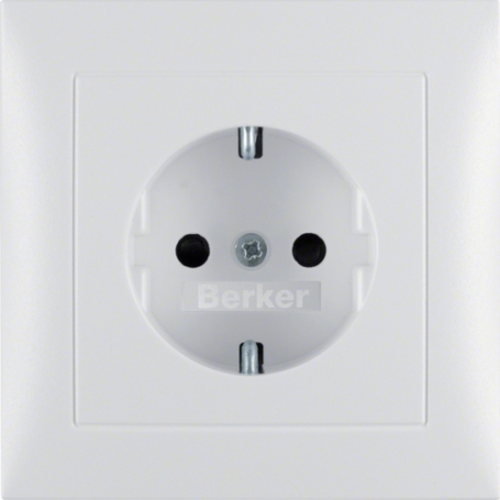Berker 47429909 S1 Schuko socket with full cover plate polar white matt