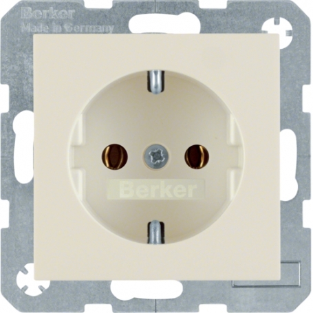 Berker 41438982 S1 Schuko socket with screw terminals, cream white glossy