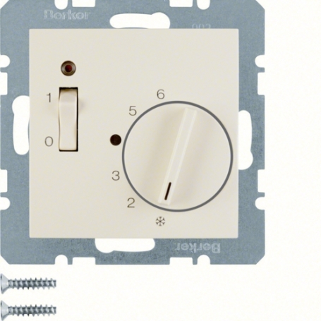 Berker 20308982 S1 room temperature regulator with central piece, 230V, cream white glossy
