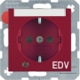 Berker 41108915 S1/B.x Schuko Steckdose mit Kontroll-LED, erh Berührungsschutz & Aufdruck EDV rot