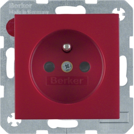 Berker 6765760062 S1/B.1 socket with grounding pin, red