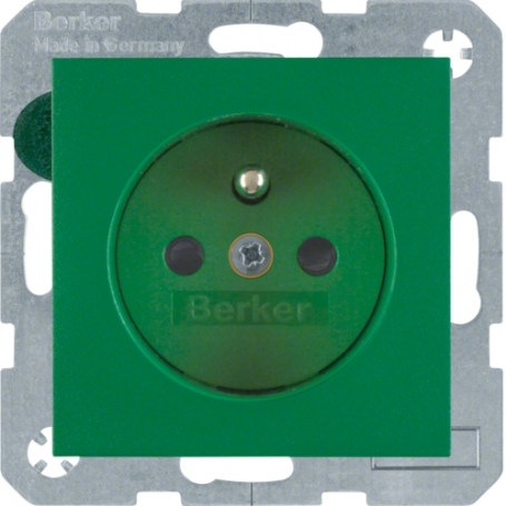 Berker 6765760063 S1/B.1 Steckdose mitgrün Erdungsstift, grün