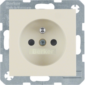 Berker 6768768982 S1 SD with protective contact pin. Contact protection cream white gloss