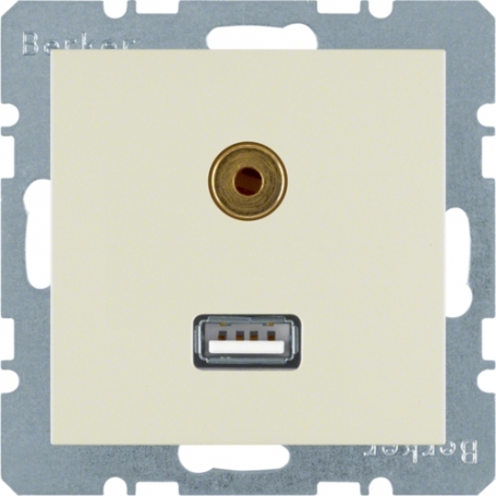 Berker 3315398982 S1 USB 3.5 mm audio socket cream white glossy