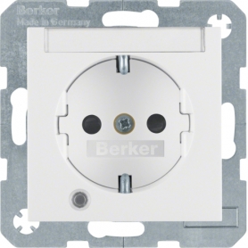 Berker 411089 S1/B.x Schuko socket avec champ de contrôle LED et étiquette, blanc polaire brillant