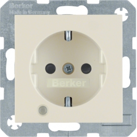 Berker 41108982 S1 Schuko socket with control LED and labeling field, creamwhite glossy