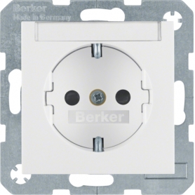 Berker 41498989 S1/B.x Schuko socket with lettering erh.Berührsschutz (children's protection) polarwhite glossy