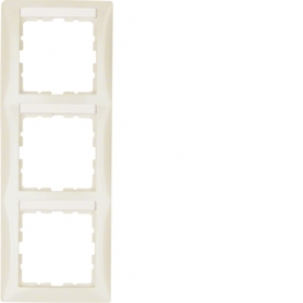 Berker 10138912 S1 frame 3 times vertical with labeling field creamwhite glossy