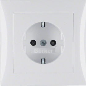 Berker 47228989 S1 Schuko power outlet with bright touch protection (children's protection) and frame polar white glossy