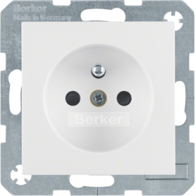Berker 6765768989 S1/B.x socket with protective contact pin, polar white glossy