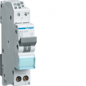 Hager MKS516 LS-Schalter 16A/1pol+N/B 6kA, 1TE, QC 16A Quick Connect 1Modul
