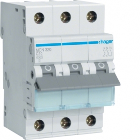 Hager MCN320 LS switch 20A/3pol/C 3 polig 6kA C-characteristic 20A 3 modules