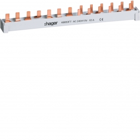 Hager KB663FT Phasenschiene,4pol,10mm², 1FI, 4p +3LS,1p+ 6LS,1+N Stiftschiene 4polig 10²mm 13PLE