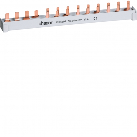 Hager KB663DT phase rail, 4 pole, 10mm2,1FI,4p +9LS,1+N 13PLE