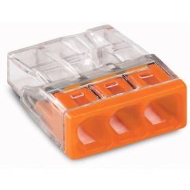 Wago 2273-203 COMPACT-Verbindungsdosenklemme; 3-Leiter-Klemme; Gehäusefarbe transparent; Deckelfarbe orange
