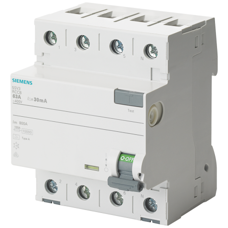 Siemens 5SV3344-6LA01 Interruptor de circuitos FI KL.G/A 4Pol. 40A Vs 30m A