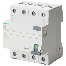 Siemens 5SV3444-8 Interrupteur de protection FI, 4 broches, type A, sélectif, Dans: 40 A, 100 mA, Un AC: 400 V