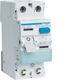 Hager CDS225D interrupteur de courant de défaillance 2 polig 6kA 25A 30mA Type A QuickConnect