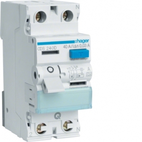 Hager CDS240D interruptor de corriente de falla 2 polig 6kA 40A 30mA Tipo A QuickConnect