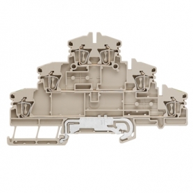 Weidmüller ZDLD 2.5-2N/PE/L/L Mehrstock-Reihenklemme, Zugfederanschluss, 2.5 mm², 500 V, 20 A, Etagen: 3, dunkelbeige – 50 Stück