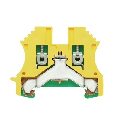 Weidmüller WPE 2,5 Protector séria svorky, skrutka pripojenie, 2,5 mm2, 800 V, pripojenia: 2, podlahy: 1, zelená / žltá 10100000