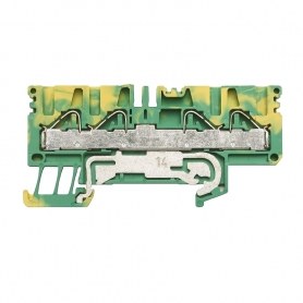 Weidmüller PPE 2.5/4/4AN protective conductor series clamp, PUSH IN, 4 mm2, 800 V, 32 A, connections: 4, floors: 1, green / yell