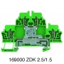 Weidmüller ZDK 2.5PE Mehrstock-Reihenklemme, Zugfederanschluss, 2.5 mm², Etagen: 2, grün / gelb 1690000000