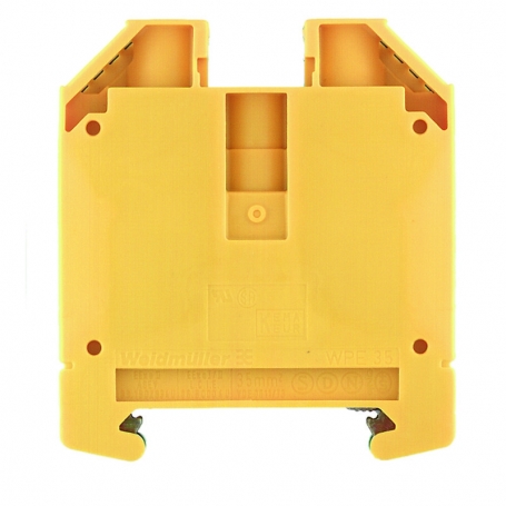 Weidmüller WPE 35 Schutzleiter-Reihenklemme, Schraubanschluss, 35 mm², 800 V, Anschlüsse: 2, Etagen: 1, grün / gelb