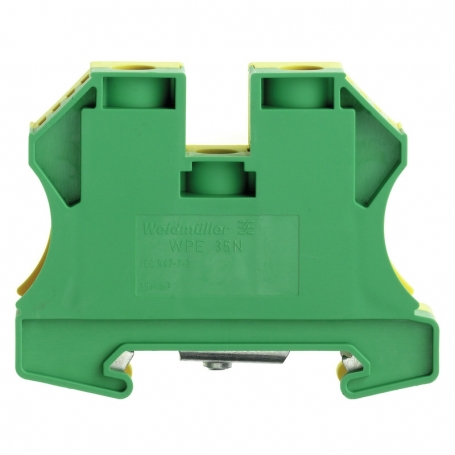 Weidmüller WPE 35N Schutzleiter-Reihenklemme, Schraubanschluss, 35 mm², 400 V, Anschlüsse: 2, Etagen: 1, grün / gelb