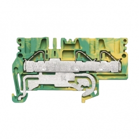 Weidmüller PPE 2.5/4/3AN Schutzleiter-Reihenklemme, PUSH IN, 4 mm², 800 V, Anschlüsse: 3, Etagen: 1, grün / gelb – 50 Stück