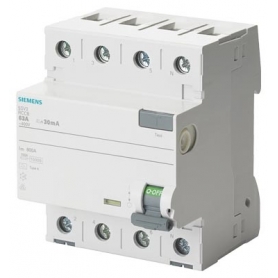 Siemens 5SV3344-6LB01 Interrupteur de protection FI de type 4 broches A à court terme retardé 40A 30mA AC 400V