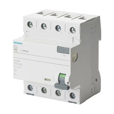Siemens 5SV3344-6LB01 FI-Schutzschalter 4-polig Typ A kurzzeitverzögert 40A 30mA AC 400V