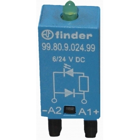 Finder 9980902499 Módulo, diodo de freewheeling y LED verde, 6 a 24 V DC