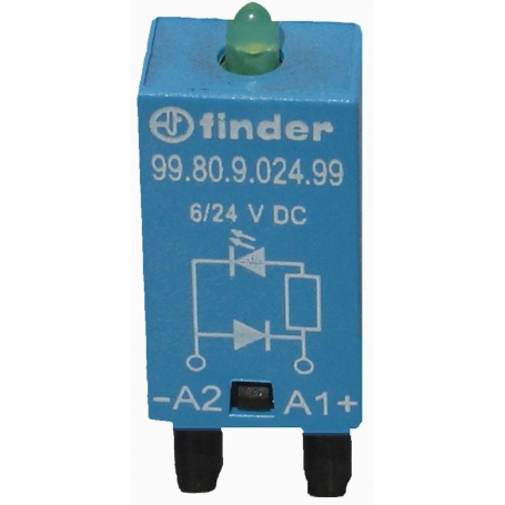 Finder 9980902499 Module, freewheeling diode and green LED, 6 to 24 V DC