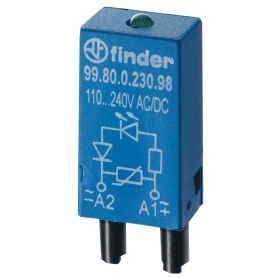 Finder 9980002498 Module, Varistor és zöld LED, 6-24 V AC/DC