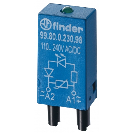 Finder 9980002498 Module, Varistor and green LED, 6 to 24 V AC/DC