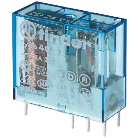 Finder 405290120000 relays with plug and print connections, 2 changers for 8 A, coil 12 V DC