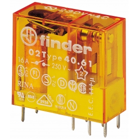 Finder 406182300000 Relés con conexiones de enchufe e impresión, 1 cambiador para 16 A, bobina 230 V AC