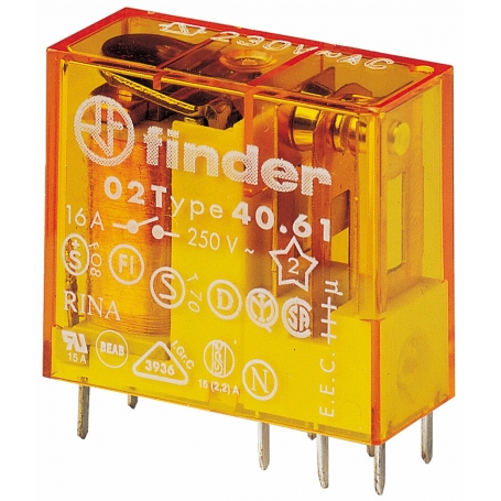 Finder 406182300000 Relays with plug and print connections, 1 changer for 16 A, coil 230 V AC