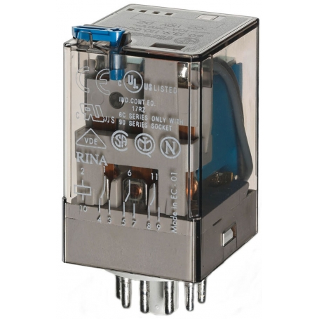 Finder 601390240040 Relay with plug connections, 3 changers 10 A, coil 24 V DC